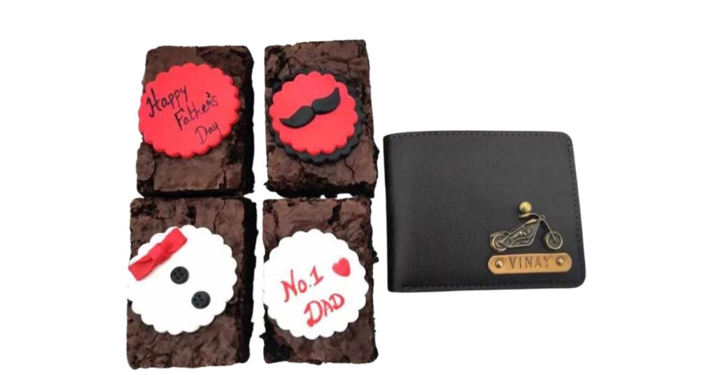 Fathers Day Gifts Brownies and Mens Wallet Combo
