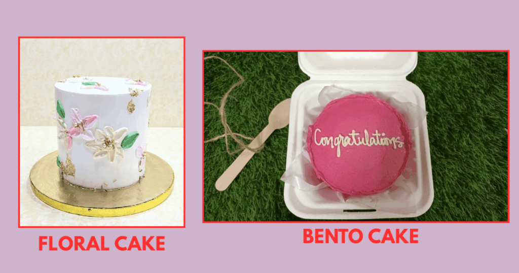 Trending floral cake design and bento cake for weddings and anniversaries