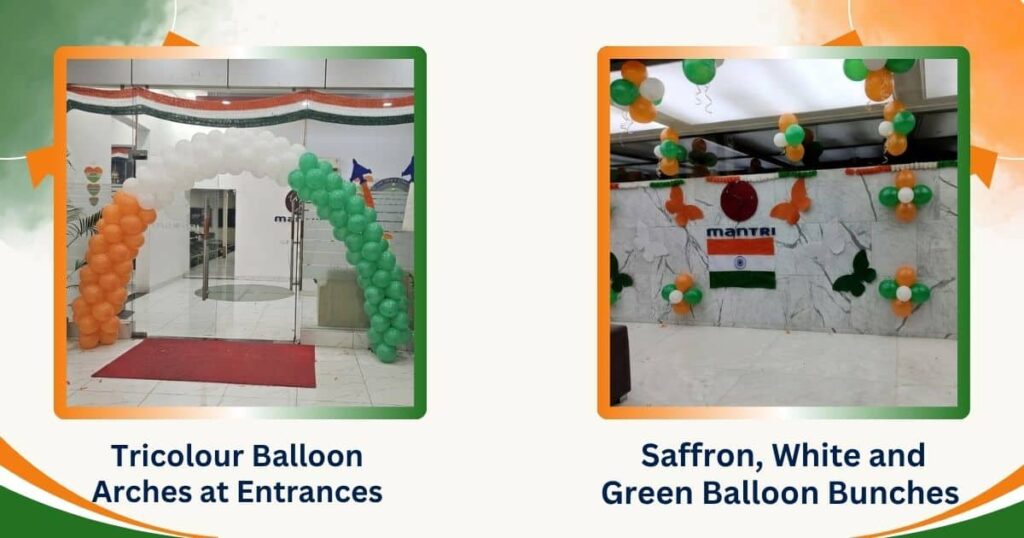 Independence Day office decoration with tricolour balloons